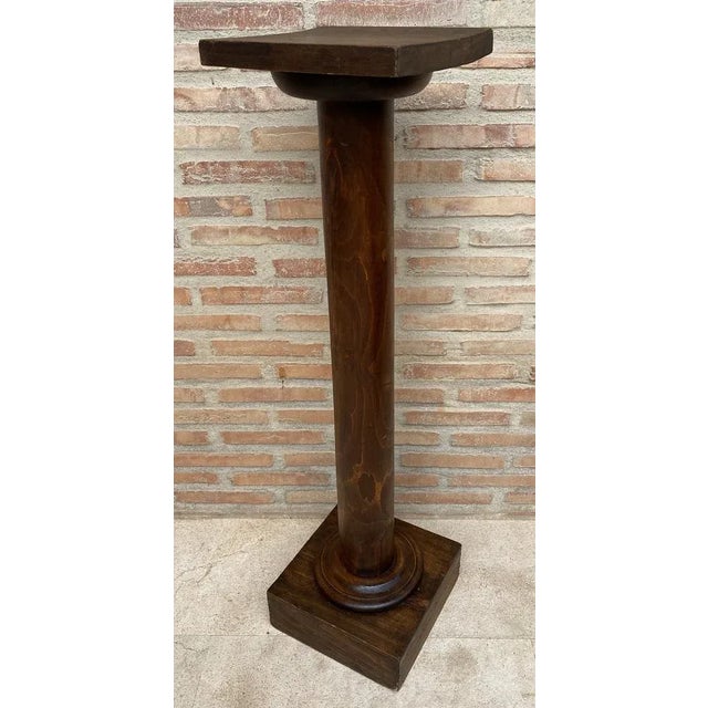 Wood Mid-Century French Pedestal Plant Holder in Walnut Wood, 1960s For Sale - Image 7 of 8