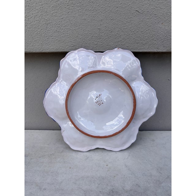 1940s French Blue & White Faience Oyster Plate Moustiers Style, Circa 1940 For Sale - Image 5 of 5