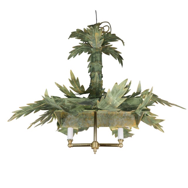 Hollywood Regency A Vintage Hollywood Regency-Style Bamboo Palm Tree Chandelier. For Sale - Image 3 of 11