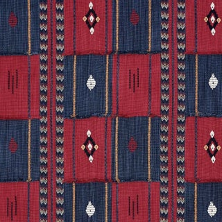 Sample - Schumacher Aravali Patchwork Fabric in Cerise & Ink For Sale