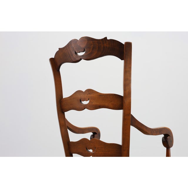 19th Century French Provincial Ladder‑back Armchair with Woven Rush Seat For Sale - Image 6 of 15