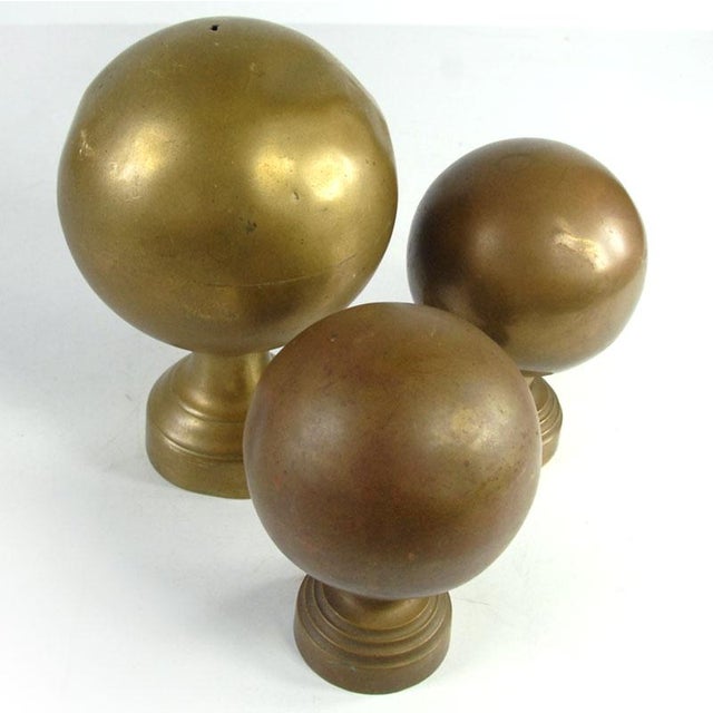 Vintage Brass Spheres Details, France, Set of 3 For Sale - Image 4 of 10