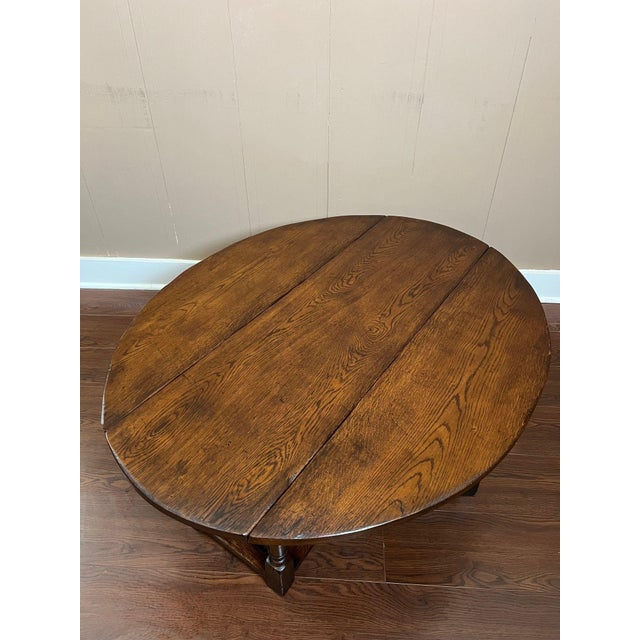 Antique English Oak Coffee Table Drop Leaf Jacobean Wake Table Gateleg C1930 For Sale - Image 9 of 18