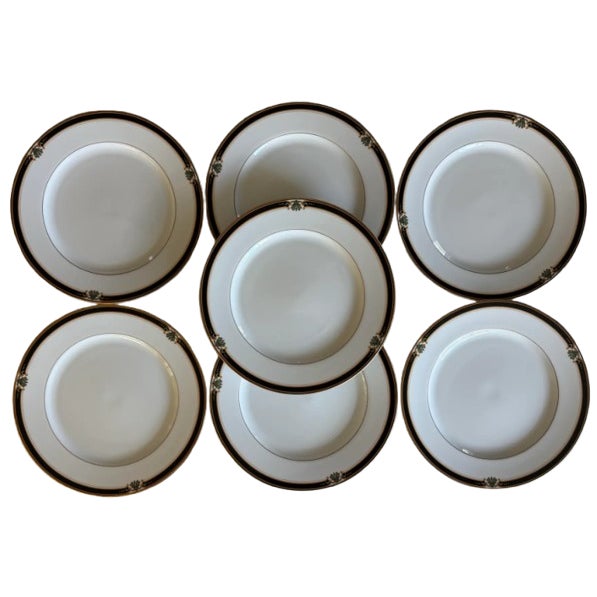 Set of 7 Strasbourg Dinner Plates by Royal Sheffield Porcelain For Sale