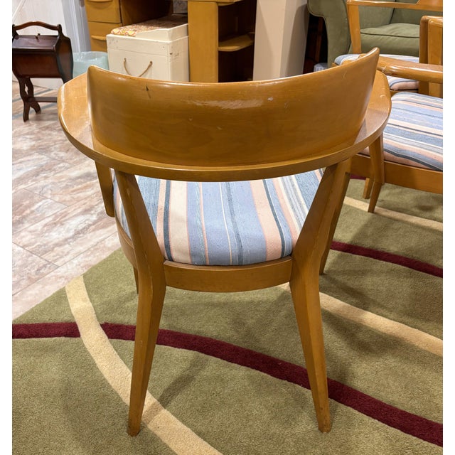 Heywood-Wakefield Mid-Century Modern Bookcase Desk With Three Captain's Armchairs, 1960s For Sale - Image 14 of 18