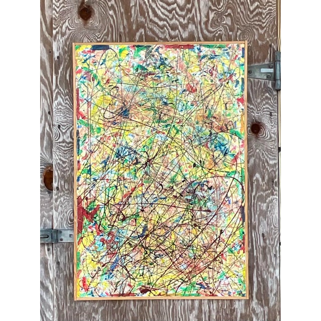 Vintage Abstract Expressionist Painting Signed Lincoln Park For Sale - Image 10 of 12