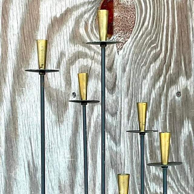 Vintage MCM Wood and Metal Candelabra For Sale - Image 13 of 13