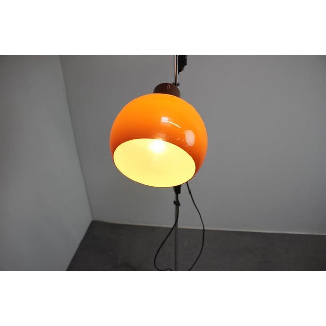Hungarian Space Age Adjustable Double Floor Lamp in Orange and Brown Chrom, 1970s For Sale - Image 12 of 13