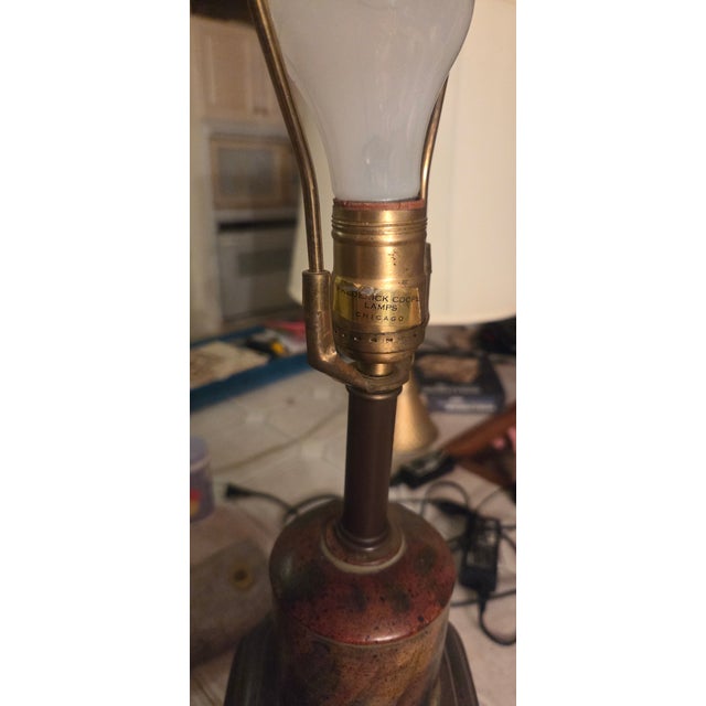 Metal Vintage Frederick Cooper Chinoiserie Tea Canister Table Lamp With Bird & Floral Motifs For Sale - Image 7 of 11