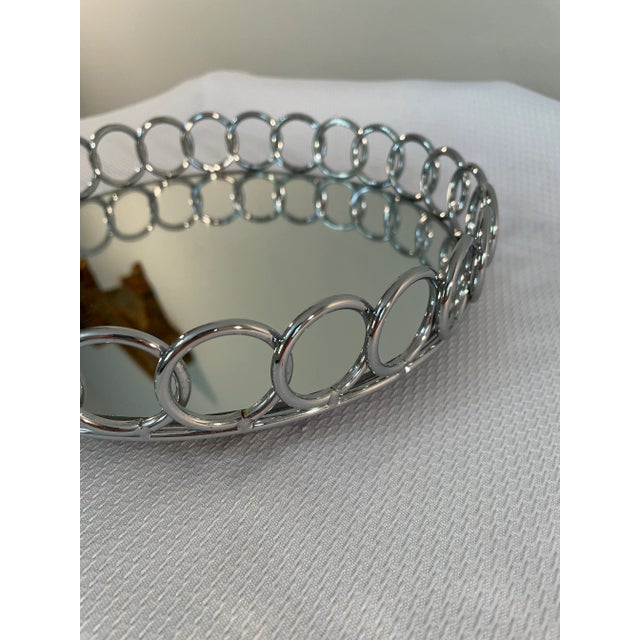 Mid-Century Modern Mid 20th Century Mirrored Chrome Art Deco Gallery Bar Tray For Sale - Image 3 of 10