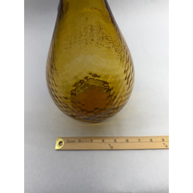 Mid-Century Empoli Style Honey Amber Art Glass Decanter For Sale - Image 4 of 4