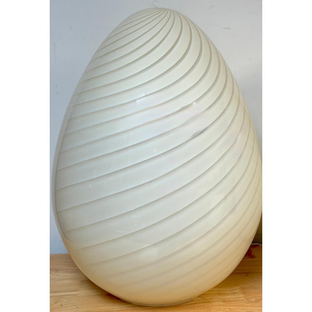 1980s Monumental Vetri Murano Spiral Ribbed Egg Lamps, Italy - a Pair For Sale - Image 11 of 17