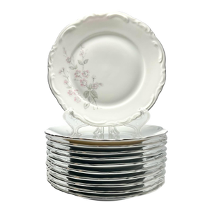 1960s English Traditional Mitterteich “Fragrance” Porcelain Bread Plates - Set of 11