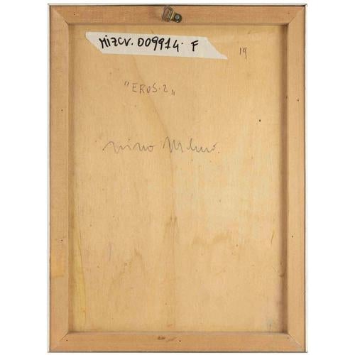 Modern Mino Meno, Eros 2, Oil Painting on Plywood, 1980s For Sale - Image 3 of 4