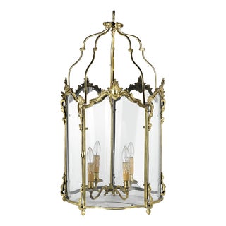 Early 20th Century Louis XV Style Gilt Bronze and Glass Lantern For Sale