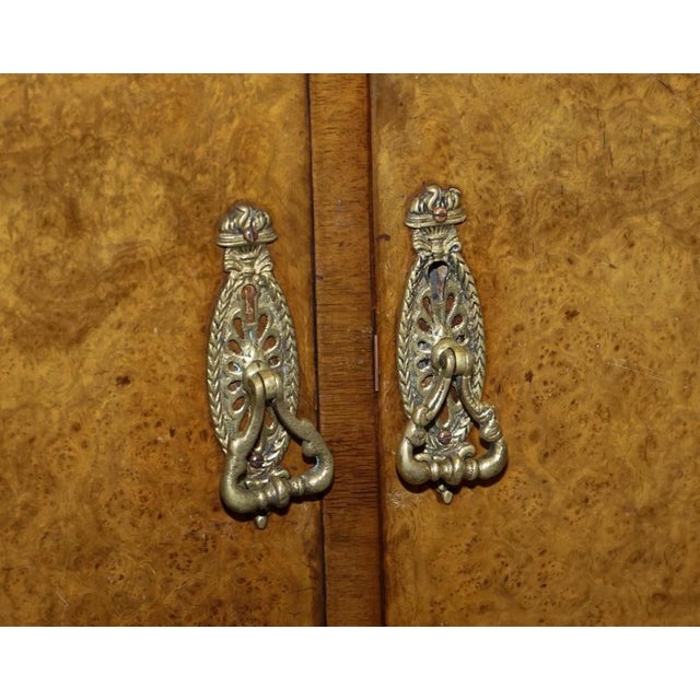 Brown English Victorian Queen Anne Art Deco Burr Walnut 2-Door Wardrobe For Sale - Image 8 of 18