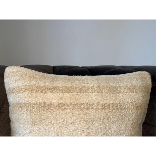 Handwoven Hemp Cushion, Natural Ivory Warm Beige Ombre Pillow, Turkish Anatolian Pillow With Insert, 16x16 In For Sale - Image 4 of 9