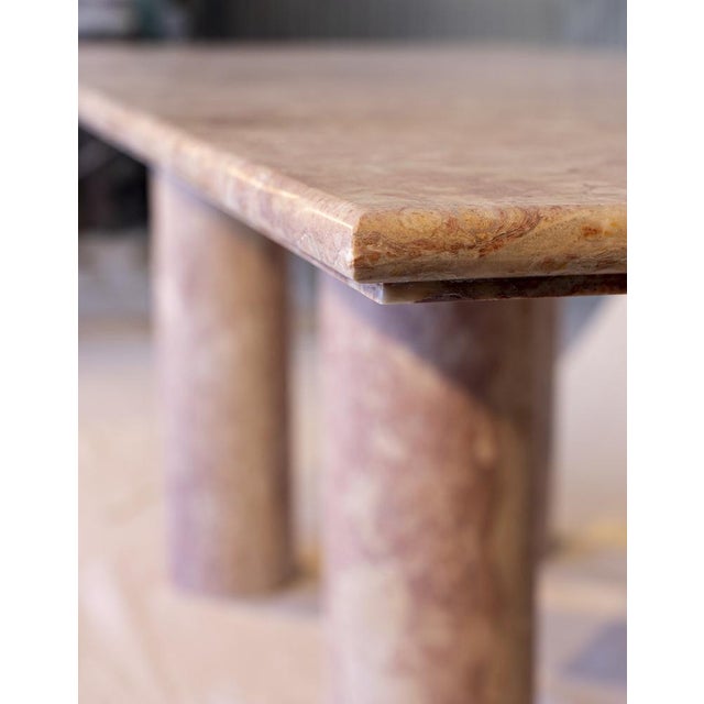 Stone Large Rectangle Dining Table in Coral Portuguese Travertine by My Habitat Design For Sale - Image 7 of 10