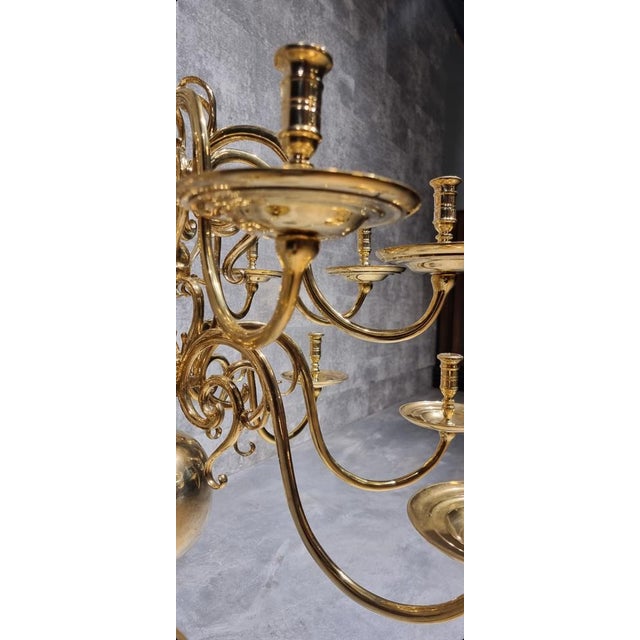 Copper 17th Century Dutch Brass Chandelier Candleholder For Sale - Image 8 of 18