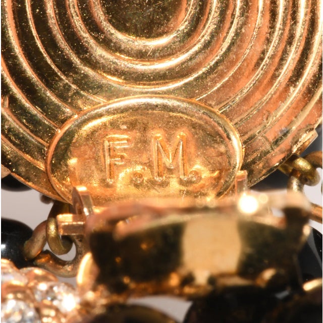 Francoise Montague Black Beads Rhinestone Dangle Earrings - 2 Pieces For Sale - Image 4 of 4