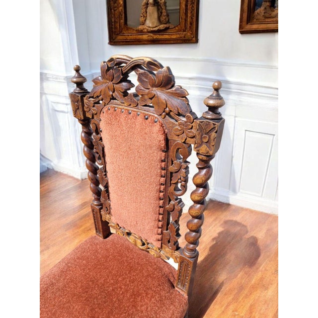 Antique Renaissance Revival Oak Dining Chairs, 1850s, Set of 4 For Sale - Image 5 of 10