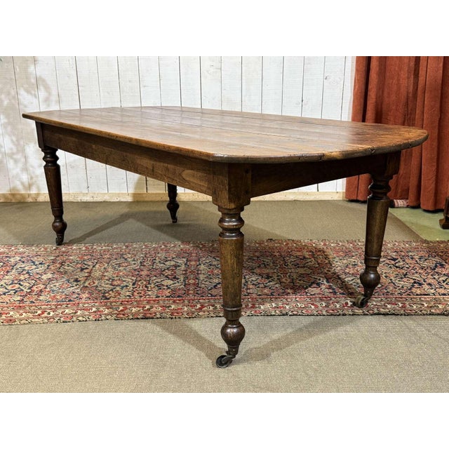 19th-Century Farmhouse Table with Fir Top and Poplar Base For Sale - Image 16 of 18