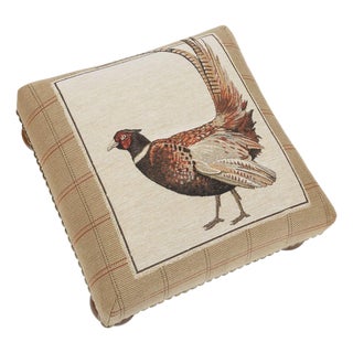 Fantail Pheasant Tapestry Footstool For Sale