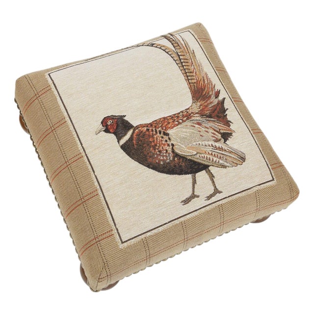 Fantail Pheasant Tapestry Footstool For Sale