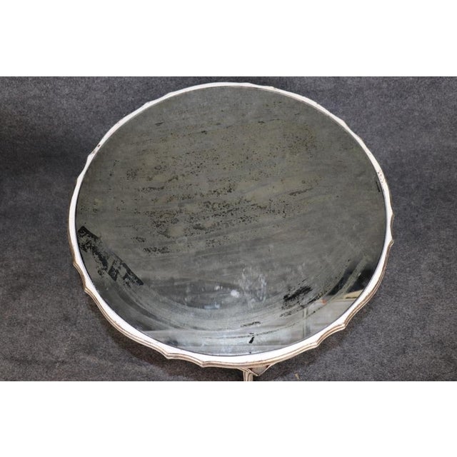 Pair French Louis XV Style Parcel Gilt Distressed Mirror Top End Tables For Sale - Image 4 of 11