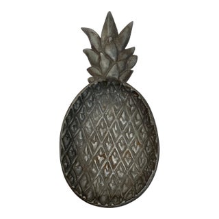 1960s Cast Pewter Pineapple Welcome Serving or Catch-All Dish - For Sale