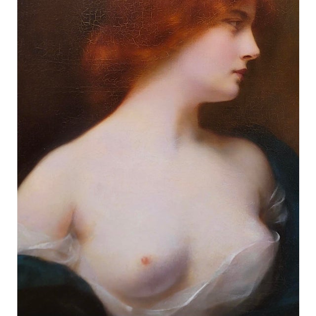 Henri Rondel -Portrait of a Seminude Red Haired Beauty-19th Century Oil Painting For Sale In Los Angeles - Image 6 of 10