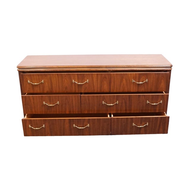 Brown Thomasville Furniture Agenda Collection Solid Walnut MCM Mid Century Modern 62" Triple Dresser 23411-125 For Sale - Image 8 of 15