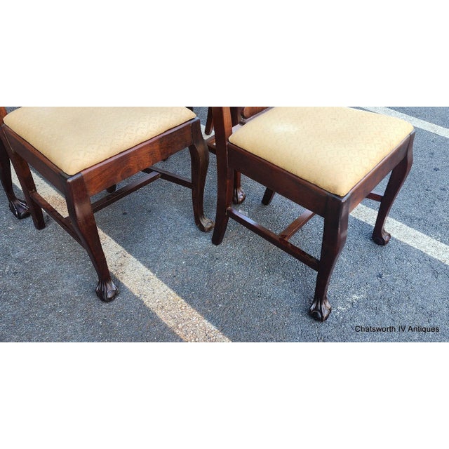 1900 - 1909 Set 6 Antique Solid Mahogany Chippendale Style Dining Room Chairs, C1900 For Sale - Image 5 of 11