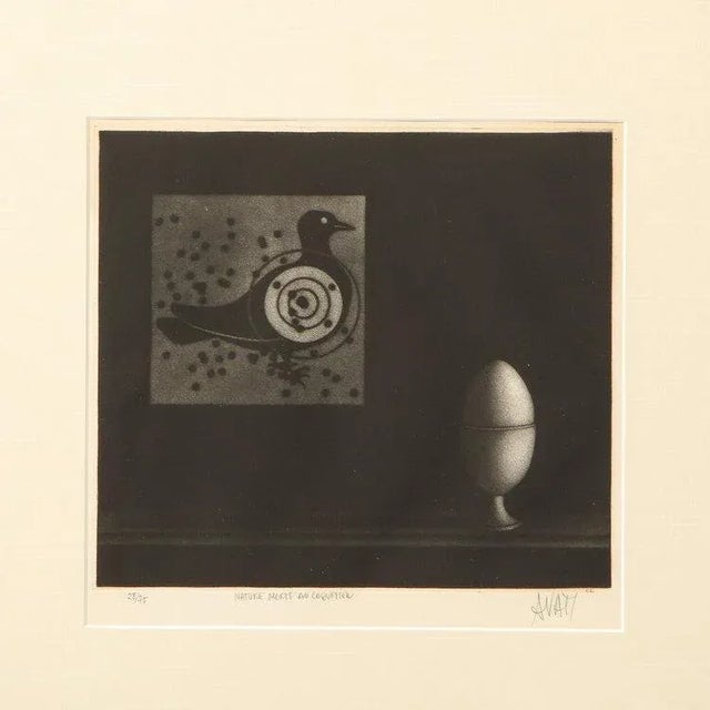 Modern 1962 "Nature morte au coquetier" by Mario Avati Print For Sale - Image 3 of 9