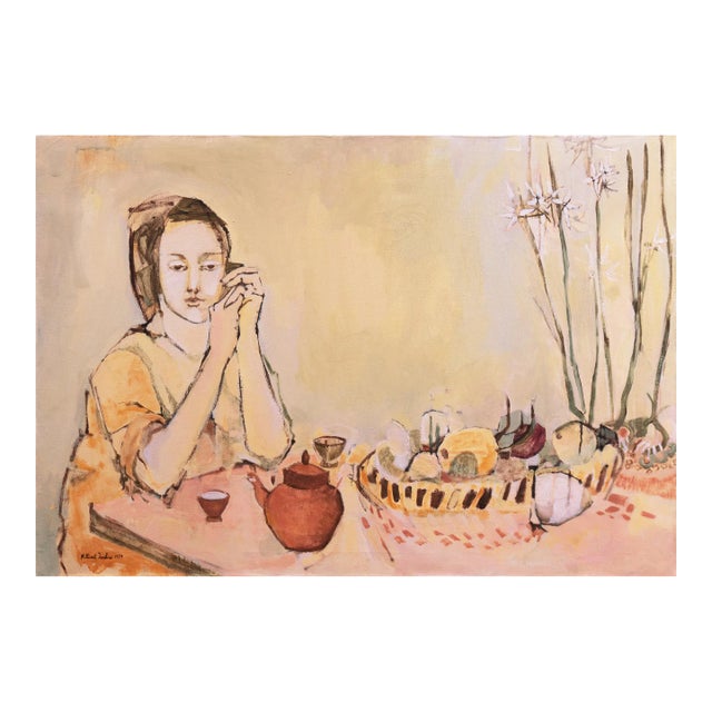 'Figure Seated in Interior' by Millicent Tomkins, Woman Artist, Berkeley, San Francisco Museum of Art For Sale