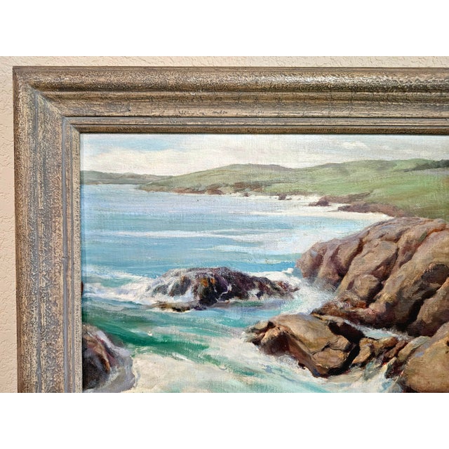 1930s Southern California Seascape Clyde Eugene Scott (1884–1959) Oil on Board Painting For Sale - Image 4 of 12