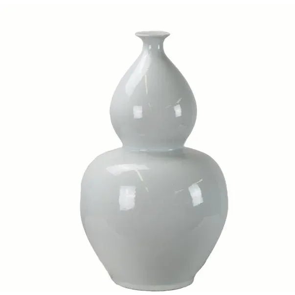 Large White Bottle Gourd Porcelain Vase For Sale - Image 4 of 4