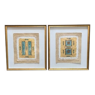 Kara Young - Framed Mixed Media Abstract Works, a Pair For Sale