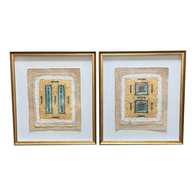 Kara Young - Framed Mixed Media Abstract Works, a Pair For Sale