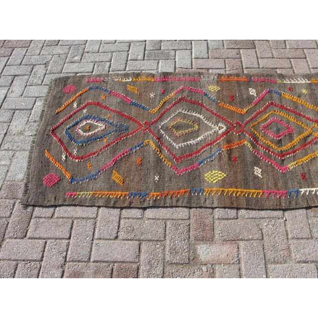 Vintage Turkish Kilim Runner Rug , Area Kilim for Livingroom,Bedroom , For Sale In Houston - Image 6 of 11