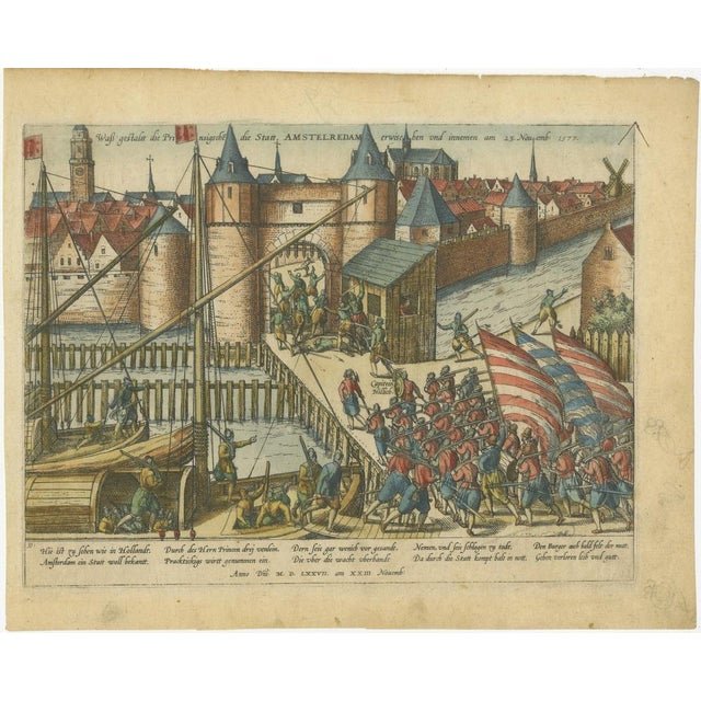 Attempt to Seize Amsterdam, 1577 — Haarlemmerpoort Assault, Hogenberg : This powerful late-16th-century historical...