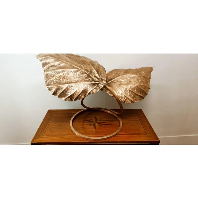 Brass Lamp with Two Leaves by Tommaso Barbi For Sale - Image 13 of 18
