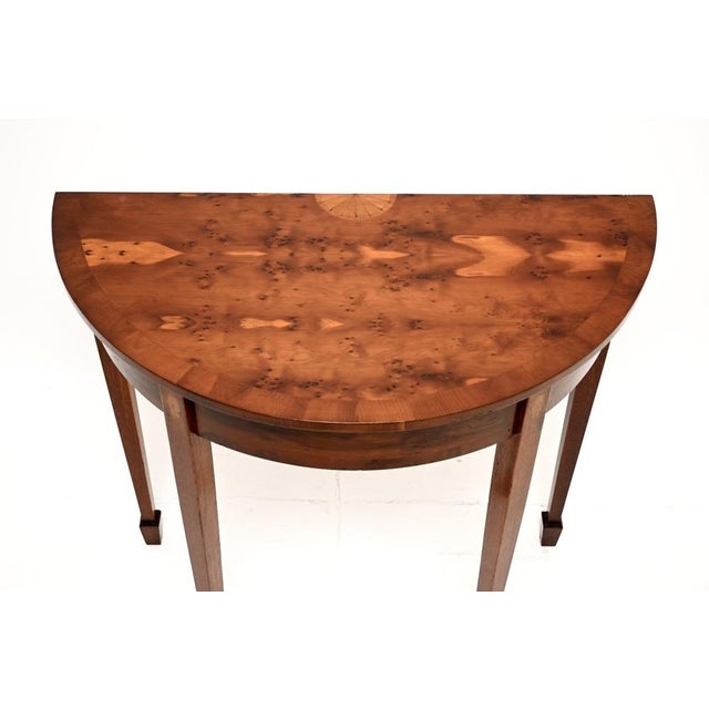 Inlaid Yew Wood Console Table, 1950 For Sale - Image 6 of 11