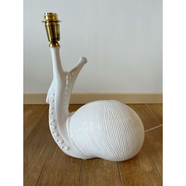 1970s Fornasetti Rare Ceramic Snail Table Lamp For Sale - Image 5 of 14