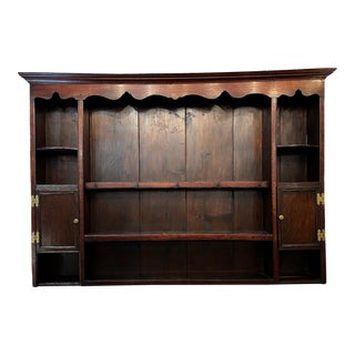Antique Wooden English Buffet Hutch For Sale