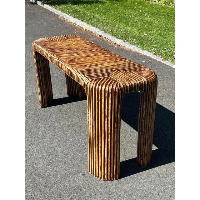 Palm Beach Style Bamboo Console Table For Sale - Image 9 of 12