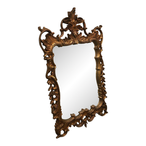 Vintage Mid 19th Century Large Rectangular Gold Ornate Wall Mirror Framed Victorian Style