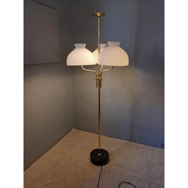brass and Opaline Glass Model LTA3B 3-Light Floor Lamp by Ignazio Gardella for Azucena, 2000s For Sale - Image 9 of 18
