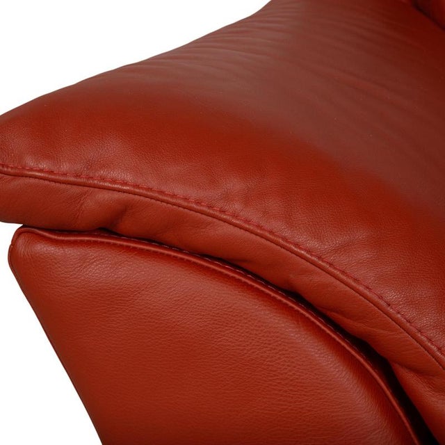 Red Two-Seater Red Armchairs in Leather by Natuzzi, Set of 2 For Sale - Image 8 of 18