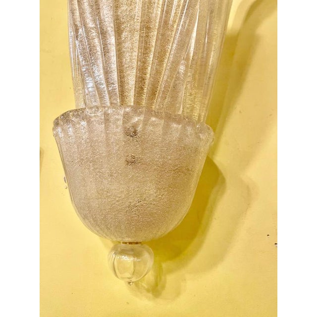Gold Leaf Murano Sconces by Barovier and Toso, Italy, 1980s, Set of 2 For Sale - Image 6 of 9